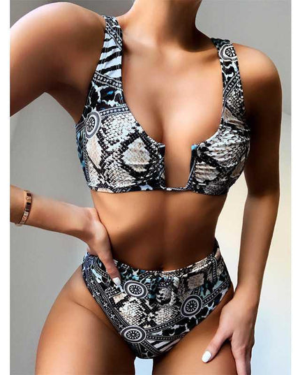 U-neck snake swimsuit ladies bikini swimsuit