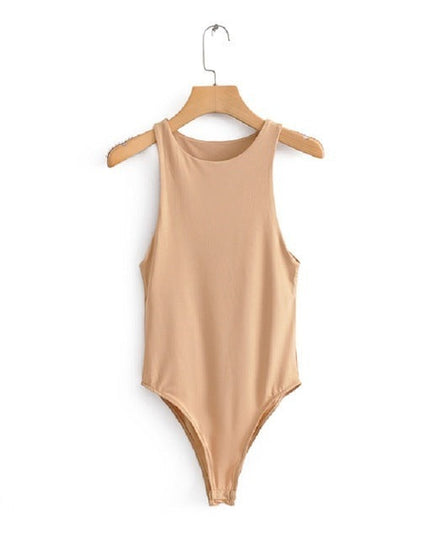 Monochrome Sexy One-shoulder Sleeveless Bodysuit