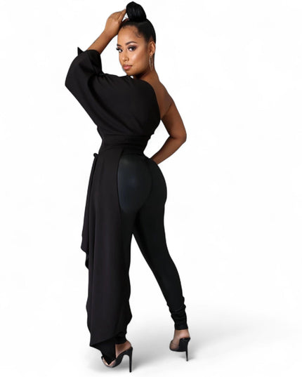 One Shoulder Top with Long Side Train