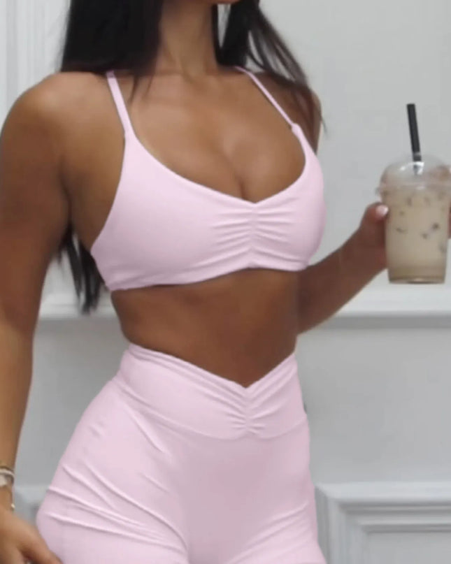 Ruched Sports Bra and High-Waisted Shorts Active Set