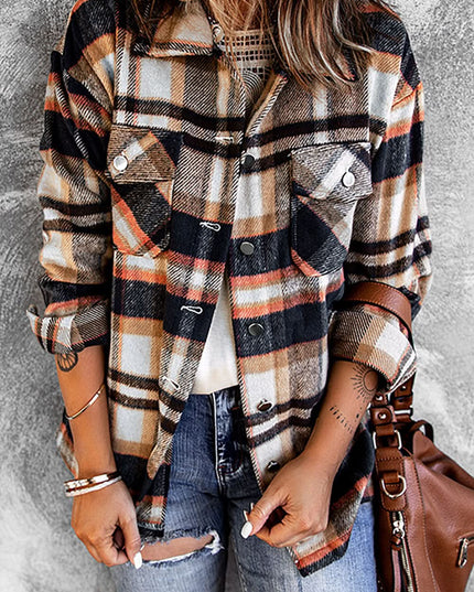 Multicolor Plaid Casual Button Up Flannel Shacket Anytime