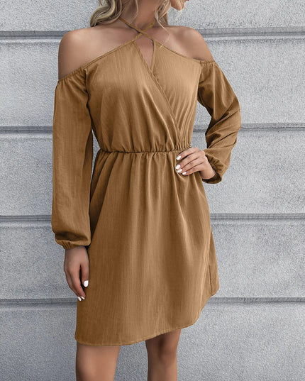 Cold-Shoulder Crisscross Mini Dress