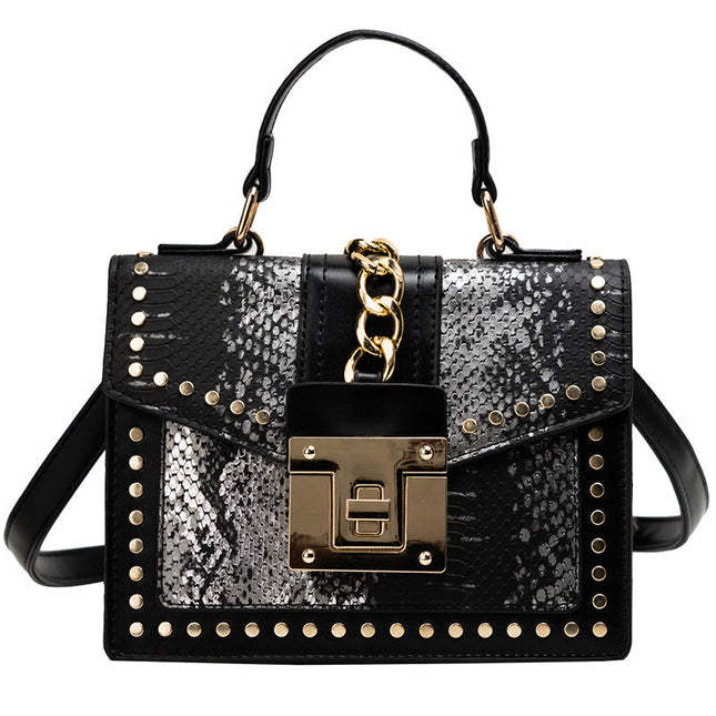Fashion snake pattern handbag See size chart under “more details”