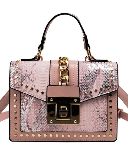 Fashion snake pattern handbag See size chart under “more details”