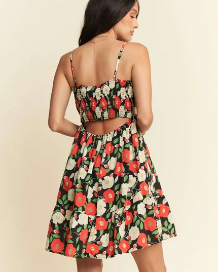 Floral Cutout Mini Dress | Smocked & Ruffled | Women's Dress | Pretty Melanin Boutique