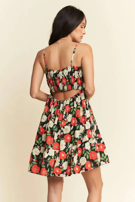Floral Cutout Mini Dress | Smocked & Ruffled | Women's Dress | Pretty Melanin Boutique