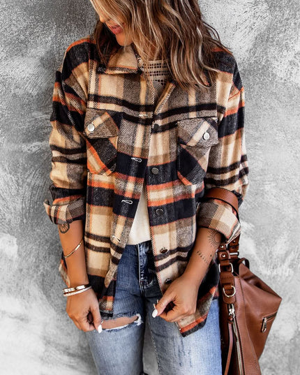 Multicolor Plaid Casual Button Up Flannel Shacket Anytime
