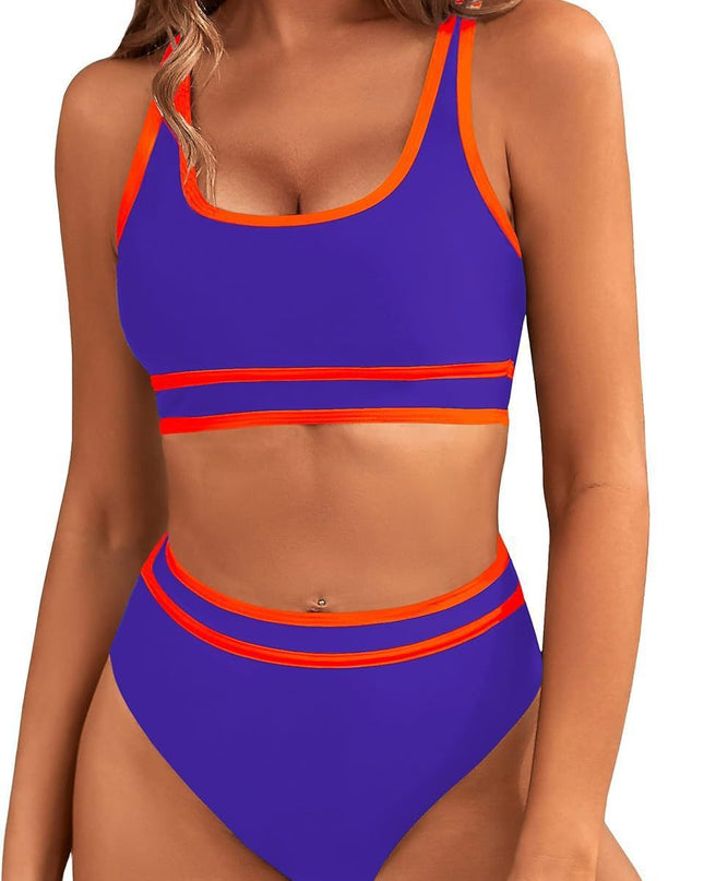 Bikini Tight-fitting Solid Color Swimsuit For Women