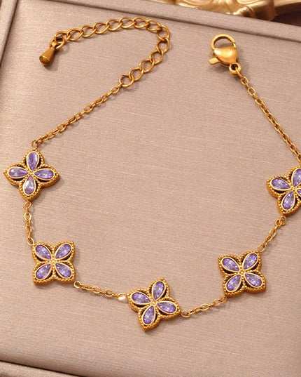 Small Flowers Inlaid Zircon Bracelet For Women