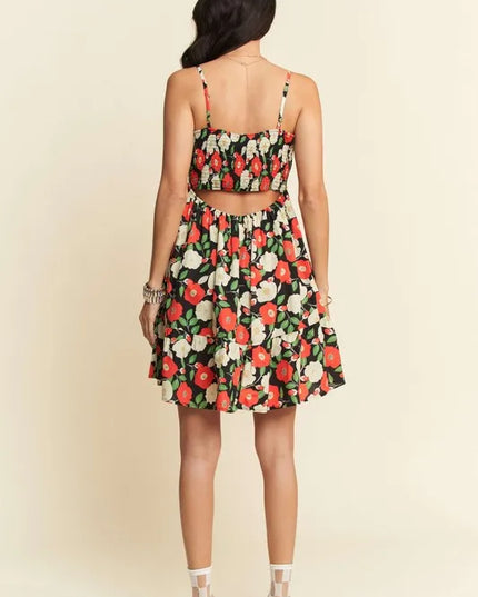Floral Mini Dress, Cutout Back, DAVI & DANI, Women's Fashion