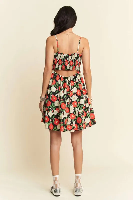Floral Mini Dress, Cutout Back, DAVI & DANI, Women's Fashion