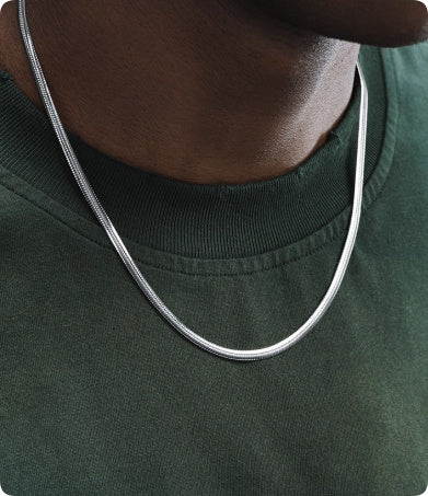 3mm Flat Snake Bone Chain Necklace For Men