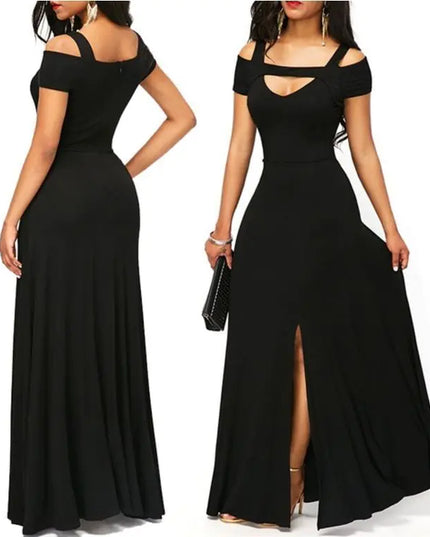 Plus Size V-Neck Off-Shoulder Maxi Dress