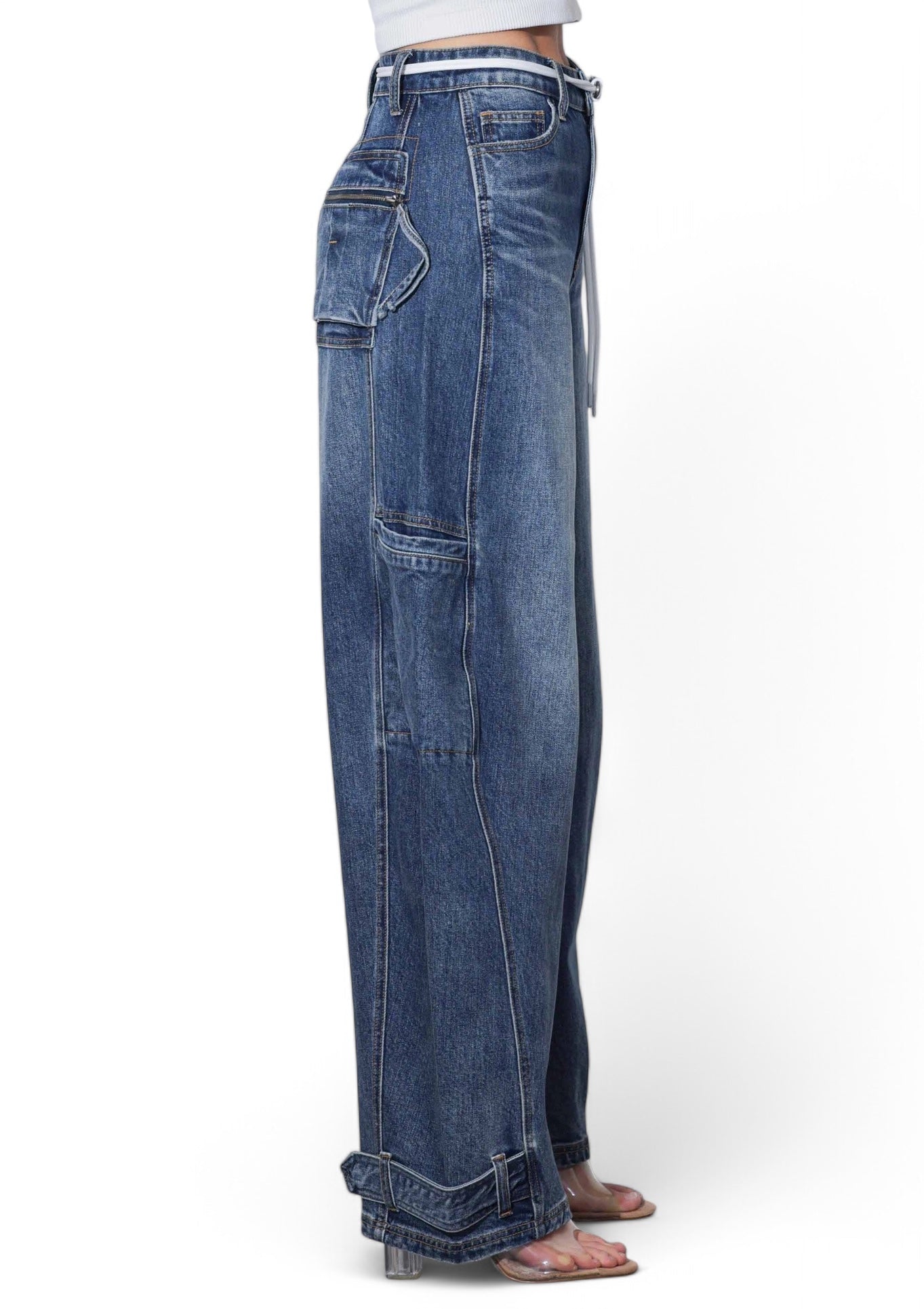 Barrel Baggy Jeans with Draw String