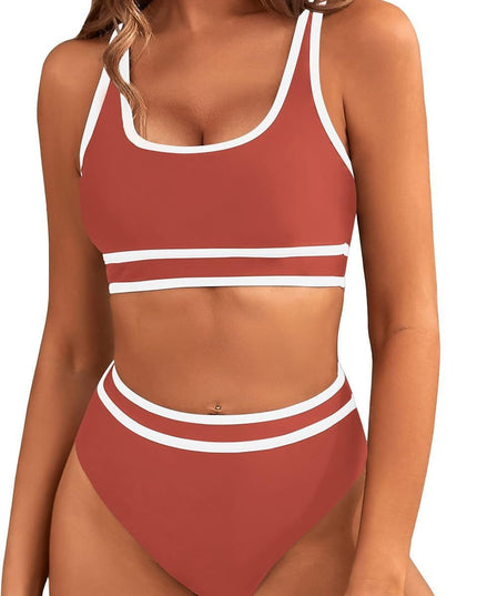 Bikini Tight-fitting Solid Color Swimsuit For Women