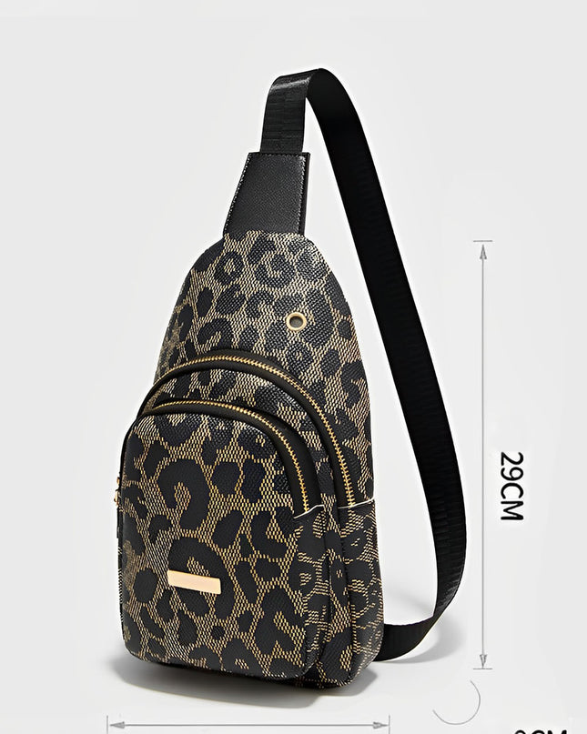 Leopard Print PU Sling Bag