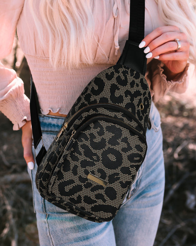 Leopard Print PU Sling Bag