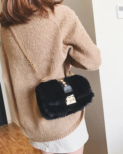 Fashionable Plush Crossbody Shoulder Bag