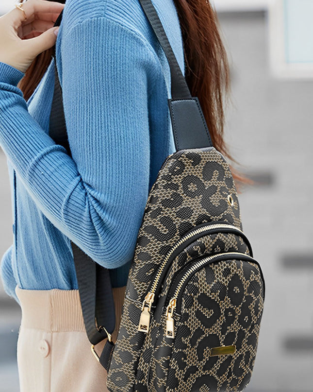 Leopard Print PU Sling Bag