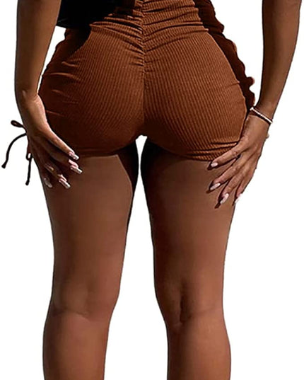 Brown Ribbed Racerback Short Set