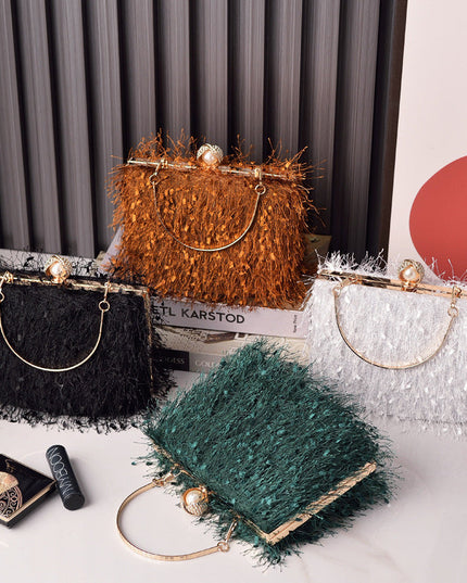 Tassel Handbags Women Dress Party Evening Bag Fashion Luxury Designer Square Bags Crossbody Shoulder Bag Ladies