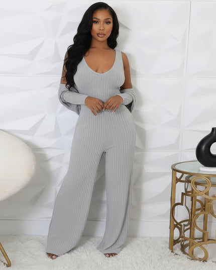 Grey Wide Leg Jumpsuit