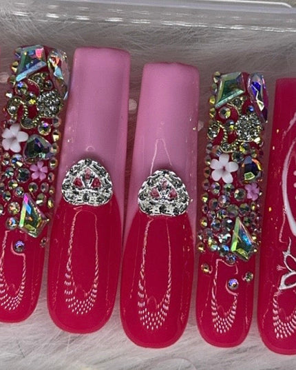 Pink nails acrylic press on nails