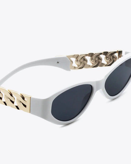 Chain Detail Cat Eye Sunglasses – UV400 Fashion Shades