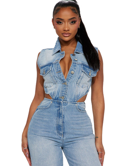 Denim Straight Leg Jumpsuit