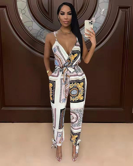 Women's Fashion Street Print Suspender Bodysuit