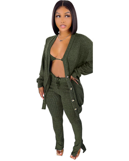 Sweater Coat Underwear Pocket 3-piece Set Suit