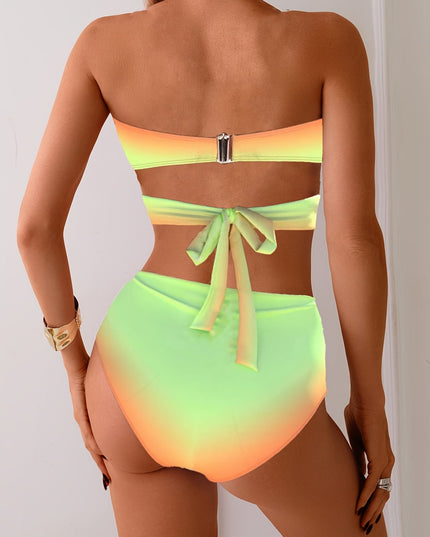 European American Gradient Cross Gather Bikini Set