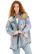 Acid Wash Denim Patches Shirt Jacket