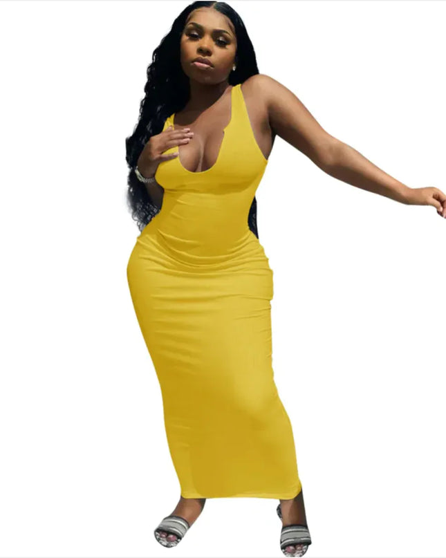 Deep V-Neck Camisole Maxi Dress