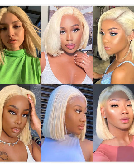 613 Lace Front Bob Wig (Platinum Blonde) Icy Cutie