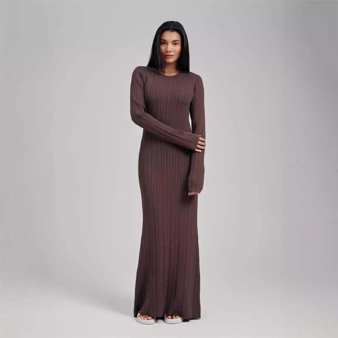 Figure-flattering Foreign Trade Thermal Base Long Sleeve Sweater Dress
