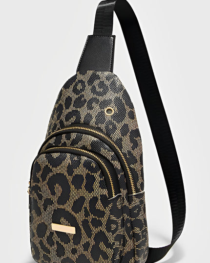 Leopard Print PU Sling Bag