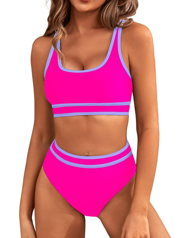 Bikini Tight-fitting Solid Color Swimsuit For Women