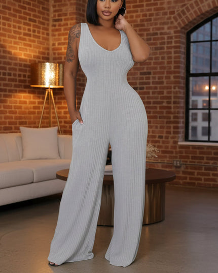 Grey Wide Leg Jumpsuit
