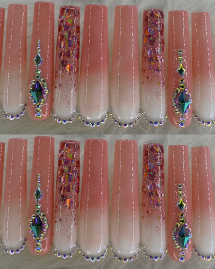 Natural tone long press on nails