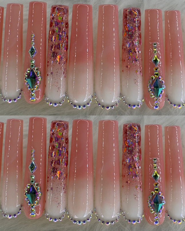 Natural tone long press on nails