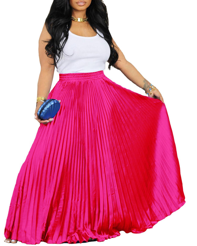 Plus Size Mid-high Waist Pleated Skirt