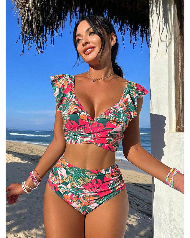 Women's Two-piece Swimsuit Ruffled Halter Bikini