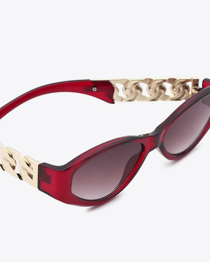 Chain Detail Cat Eye Sunglasses – UV400 Fashion Shades