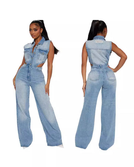 Denim Straight Leg Jumpsuit