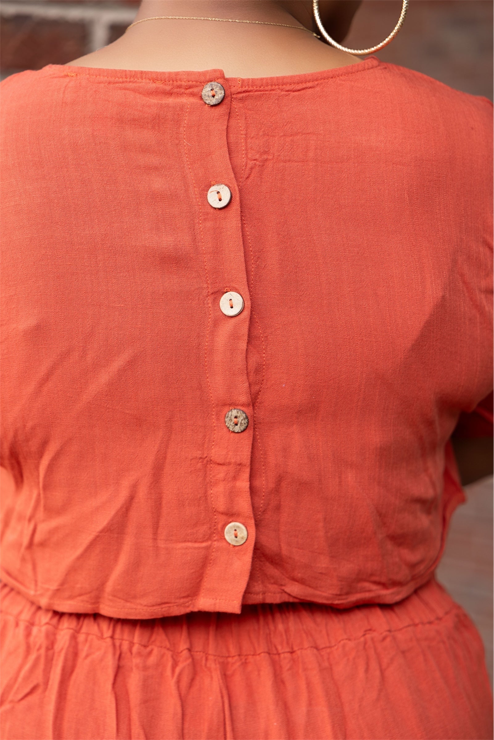 Brick & Button Crop Top & Pant Set