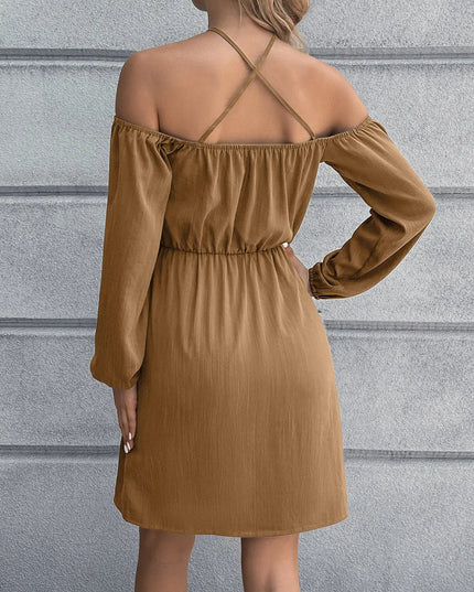 Cold-Shoulder Crisscross Mini Dress