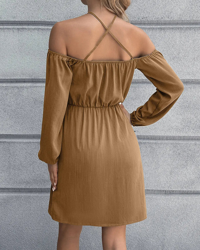 Cold-Shoulder Crisscross Mini Dress