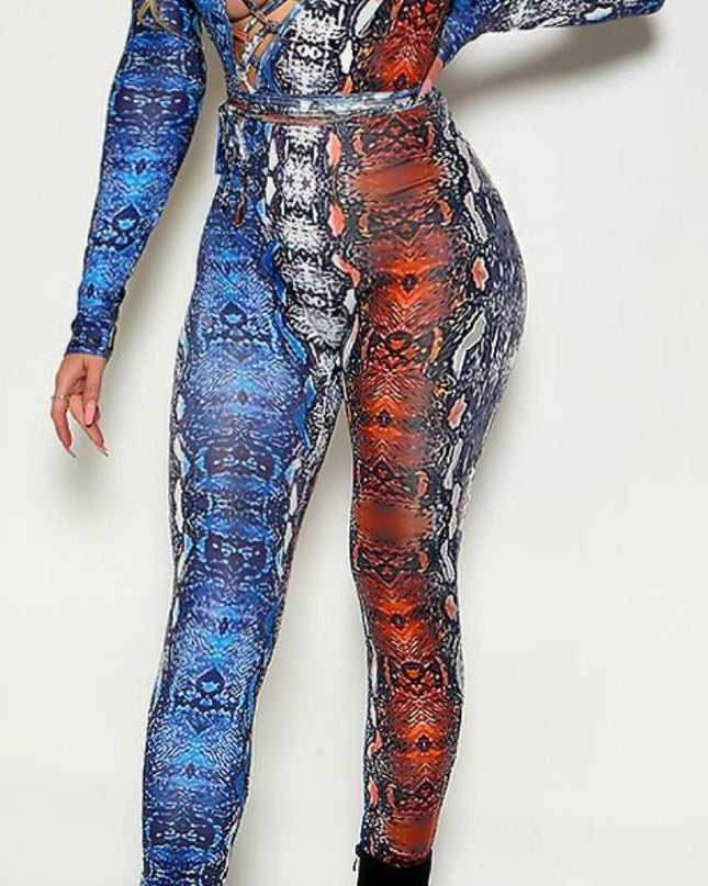 Sexy Snake Print Jumper Multi-Colored