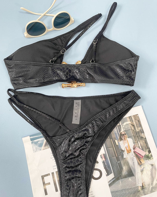 Women Bikini Serpentine Pattern Swimsuit Three Point Tight Swimwear